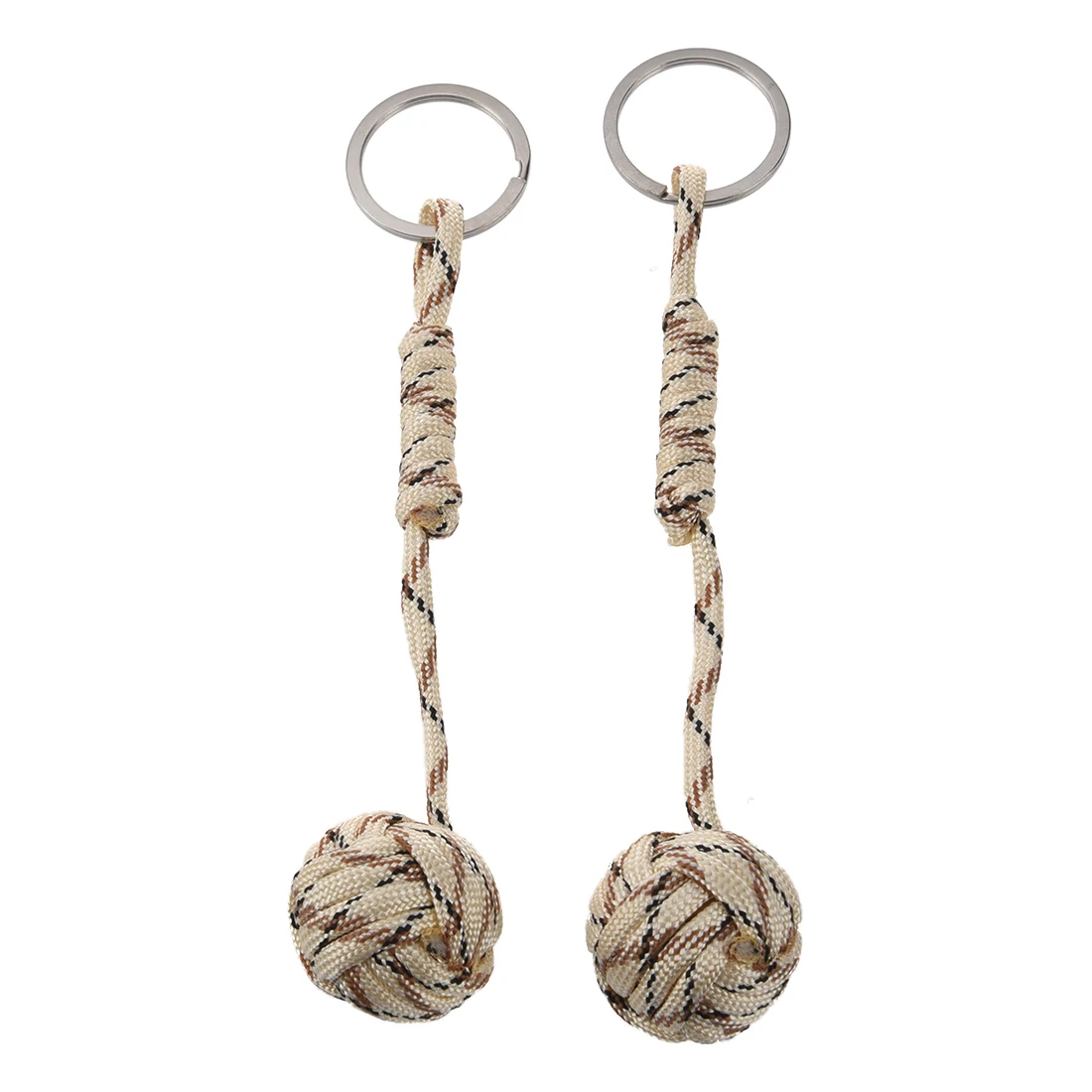 2 Piece Stainless Steel Ball Parachute Cord Pendant Keychain Camouflage