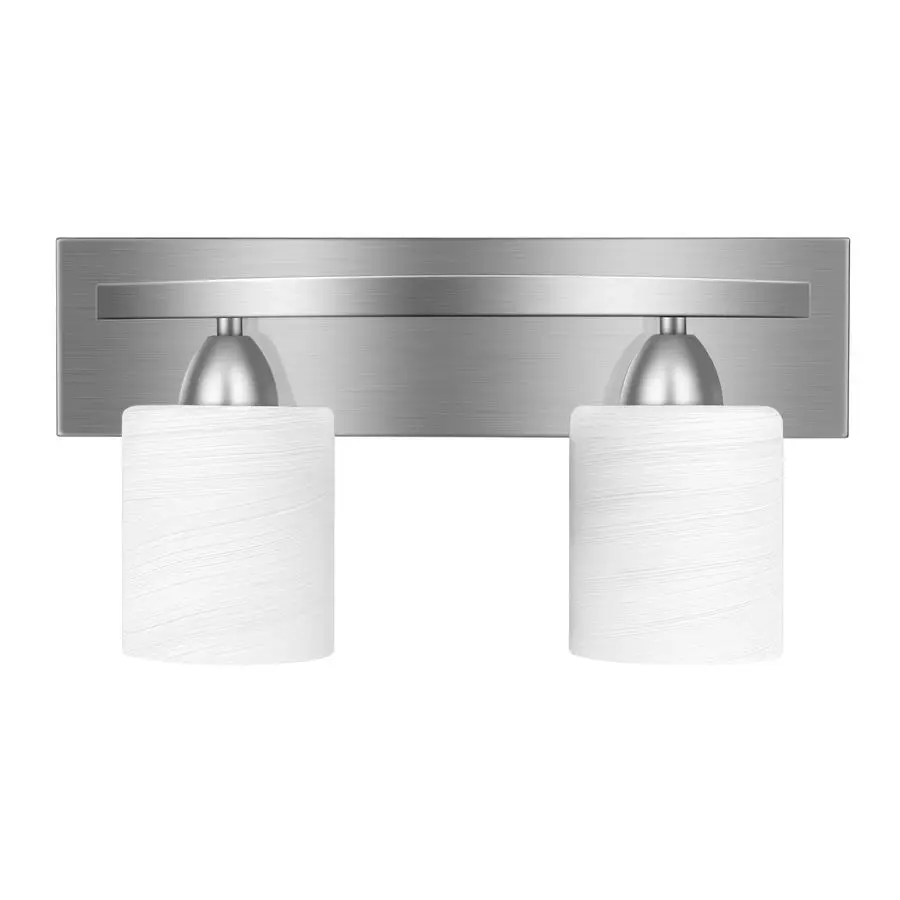

Bathroom Vanity Light Fixture Over Mirror Modern Glass Shade Brushed Nickel, E26 Base, 2Light