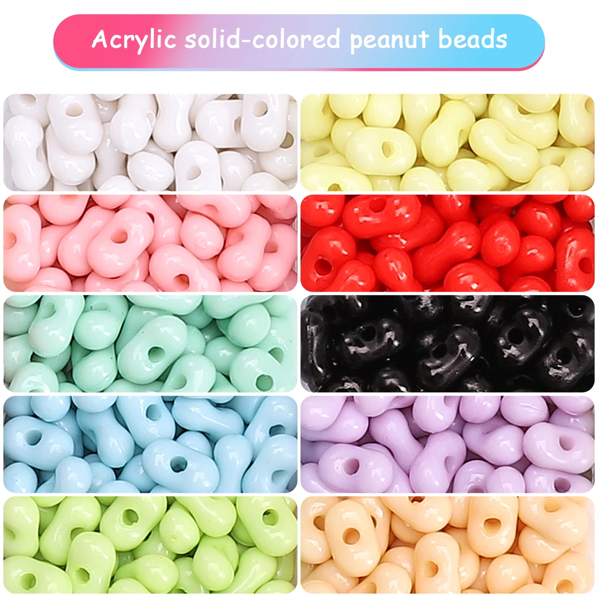 1050Pcs/Box 4x6mm Acrylic Multi Color Peanut Beads Diy Bracelets Phone Chains Handmade Spacer Loose Beads Set For Jewelry Making