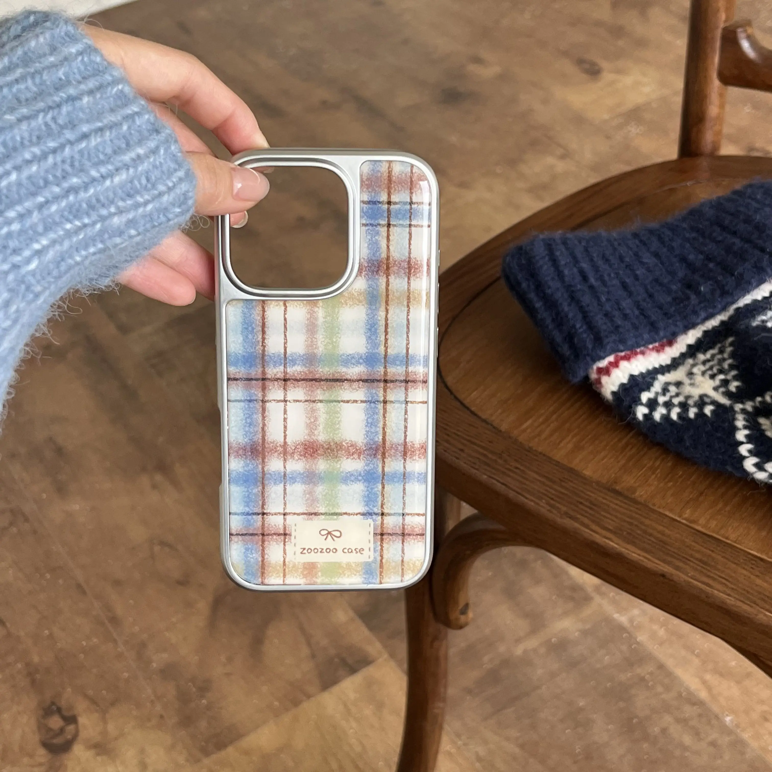Korean INS Vintage Checkers Pattern Electroplated Frame Chic Phone Case for iPhone 16 15 14 13 Pro Max Back Phone Cover Capa