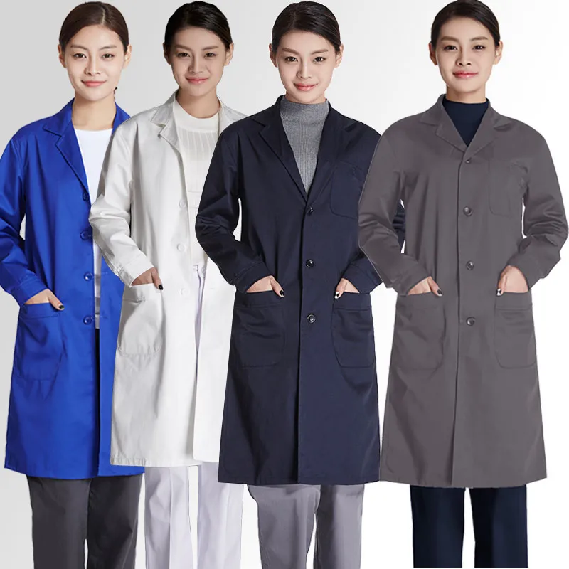 

Long Blue Lab Coat Dustproof Worker's orm Embroidered Logo Protective Upper Apparel for Fac Workop