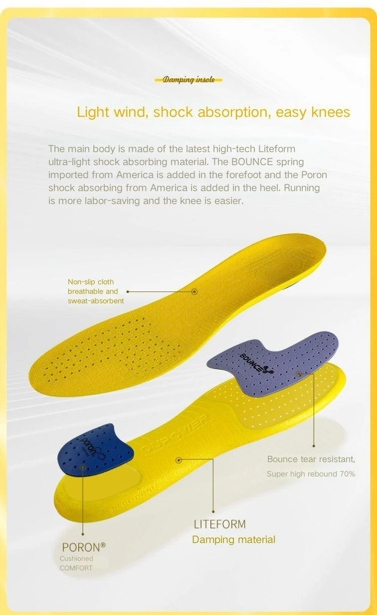 New liteform football sports insole for cushioning anti slip  high elasticity