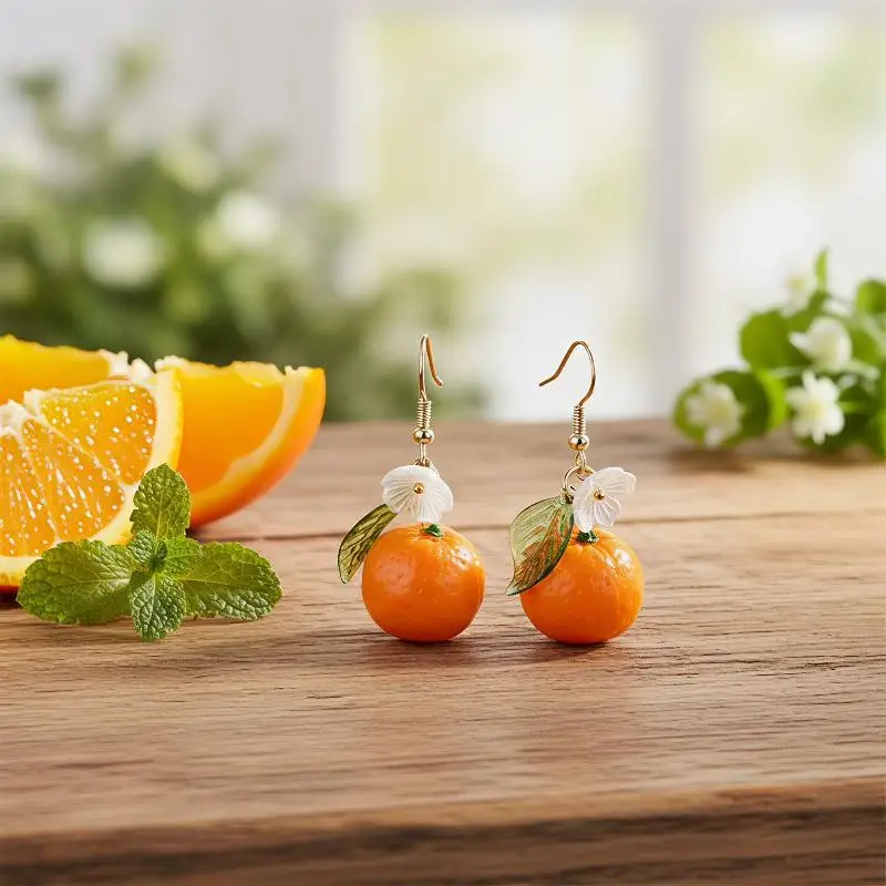 Niedliche Frucht-Blumen-Blatt-Ohrringe Blaubeere Zitrone Orange Traube Erdbeere Granatapfel Ohrringe Damen Modeschmuck Geschenke – Detail 9