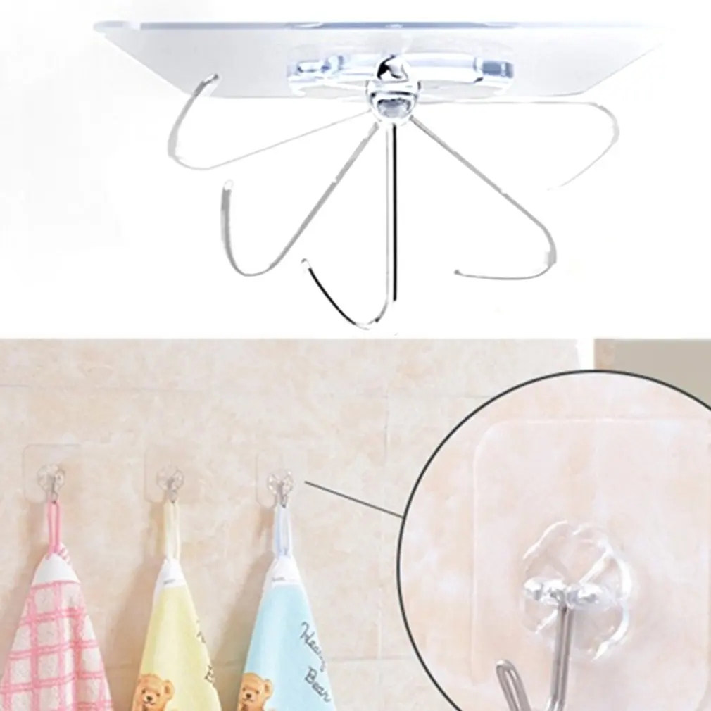 Ganchos autoadesivos de aço inoxidável transparentes, cabide de armazenamento de chaves forte, cabide multifuncional para cozinha, banheiro, porta, parede, 10 peças