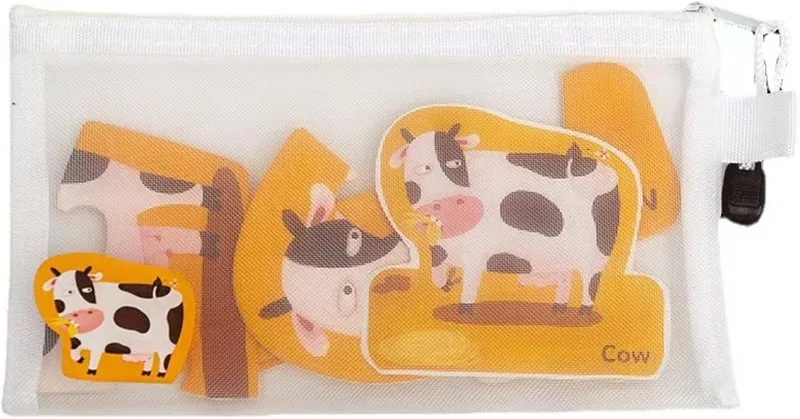 Spielzeug-Aufbewahrungsnetzbeutel mit Griff Transparente Reißverschlusstasche Organizer für Kinder Puzzle Bausteine Spielkarten Reise Ruhige Zeiten – Detail 7
