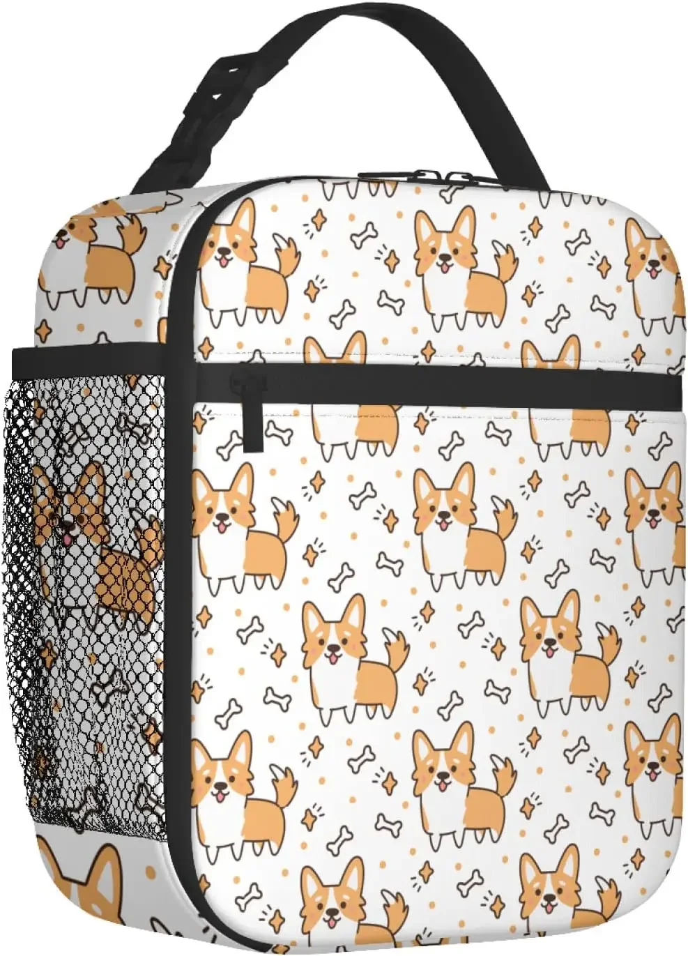 Cute Dog Corgi Lunch Bag for Men Women Insulated Portable Lunch Box Leakproof Reusable Cooler Tote Bag for Office Work Picnic