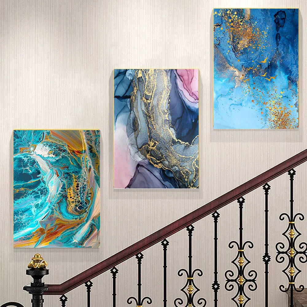 GATYZTORY 3pc/Set Diy Frame Painting By Numbers Blue Ripples Scenery Wall Art Picture By Numbers For Adults Home Decoration