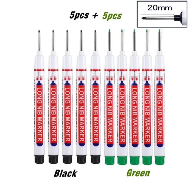 10 stks/set Multifunctionele 20mm Diep Gat Lange Nib Hoofd Marker Voor Metalen Perforeren Pen Waterdichte Badkamer Houtbewerking decor Tool