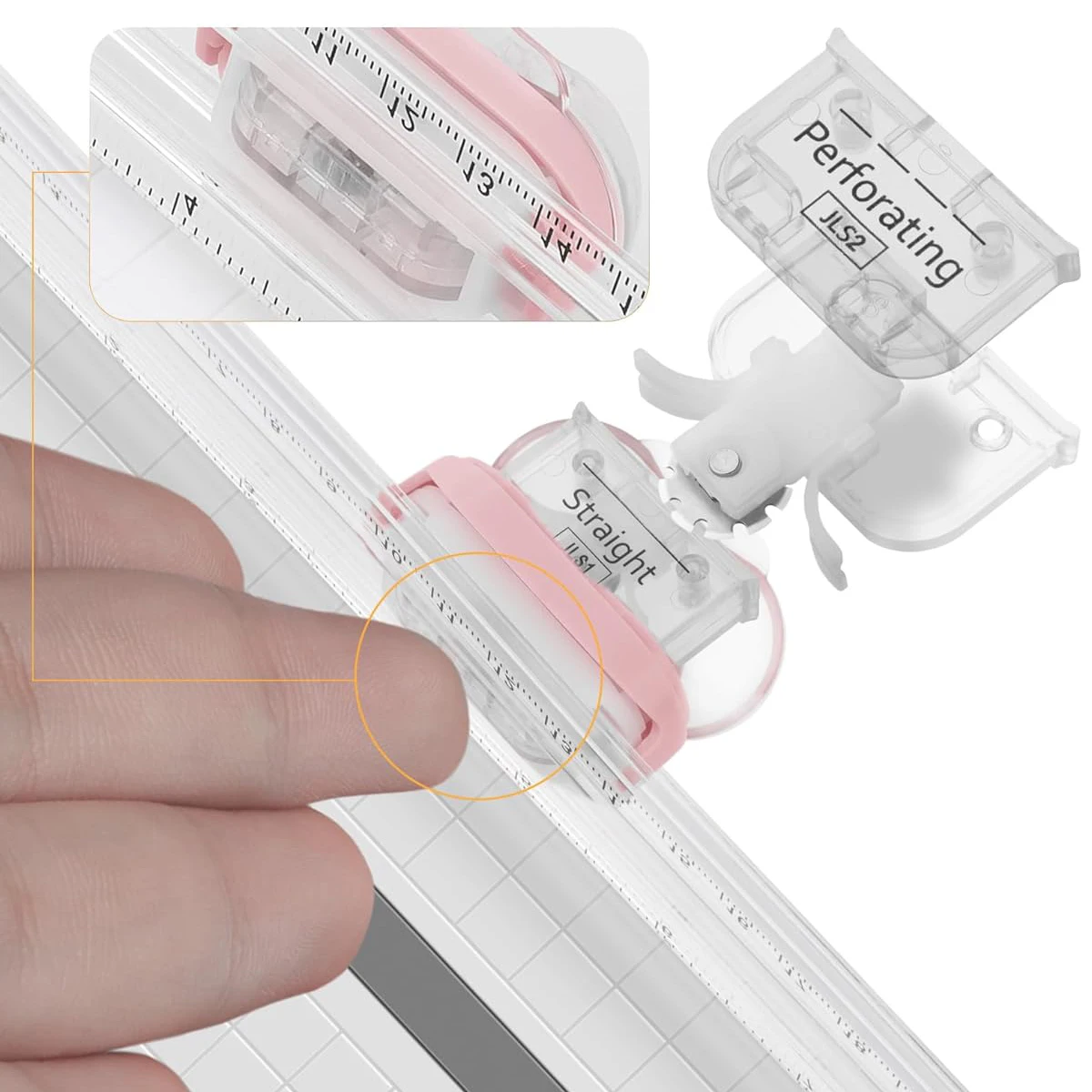 قاطعة ورق 3 في 1 بشفرة مستقيمة وشفرة تجعد وشفرة ثقب، قاطعة A5 مقاس 9 بوصة - مدمجة ومحمولة (وردي) #6