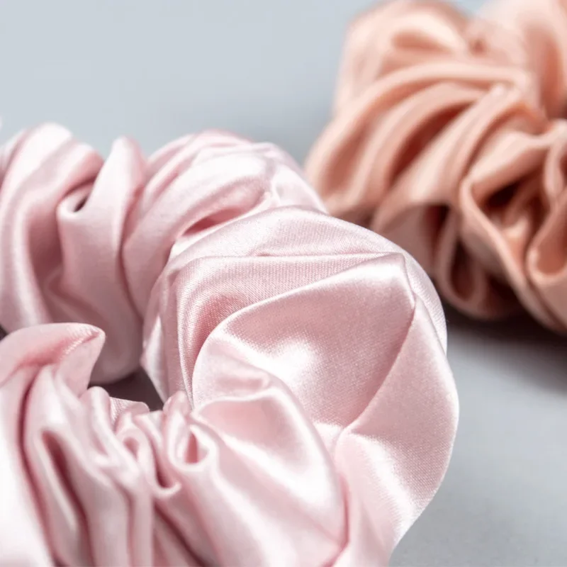 1PC 100% 22 Momme Mulberry Silk Scrunchies 3.5 cm Smooth Fashion Elastic Silk Women Hair Accessories Ladies Hoop For Girls