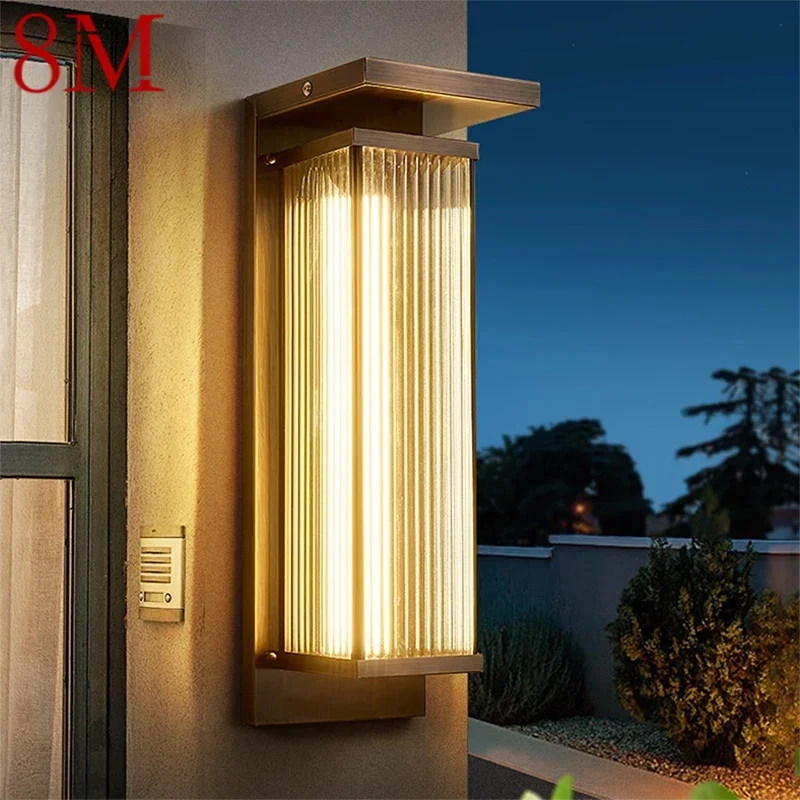 

8M Contemporary Solar Brass Outdoor Wall Lamps Simplicity Waterproof Creative Balcony Hallway Courtyard Villa Gate Hotel