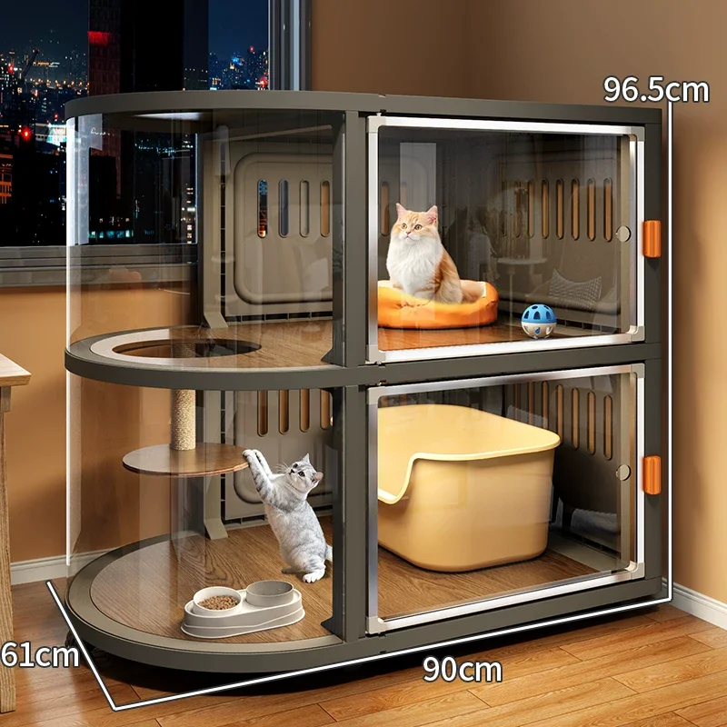 

Spacious Cat Villa Panoramic View Indoor Cat House with One Room One Hall One Toilet New Cat Cage