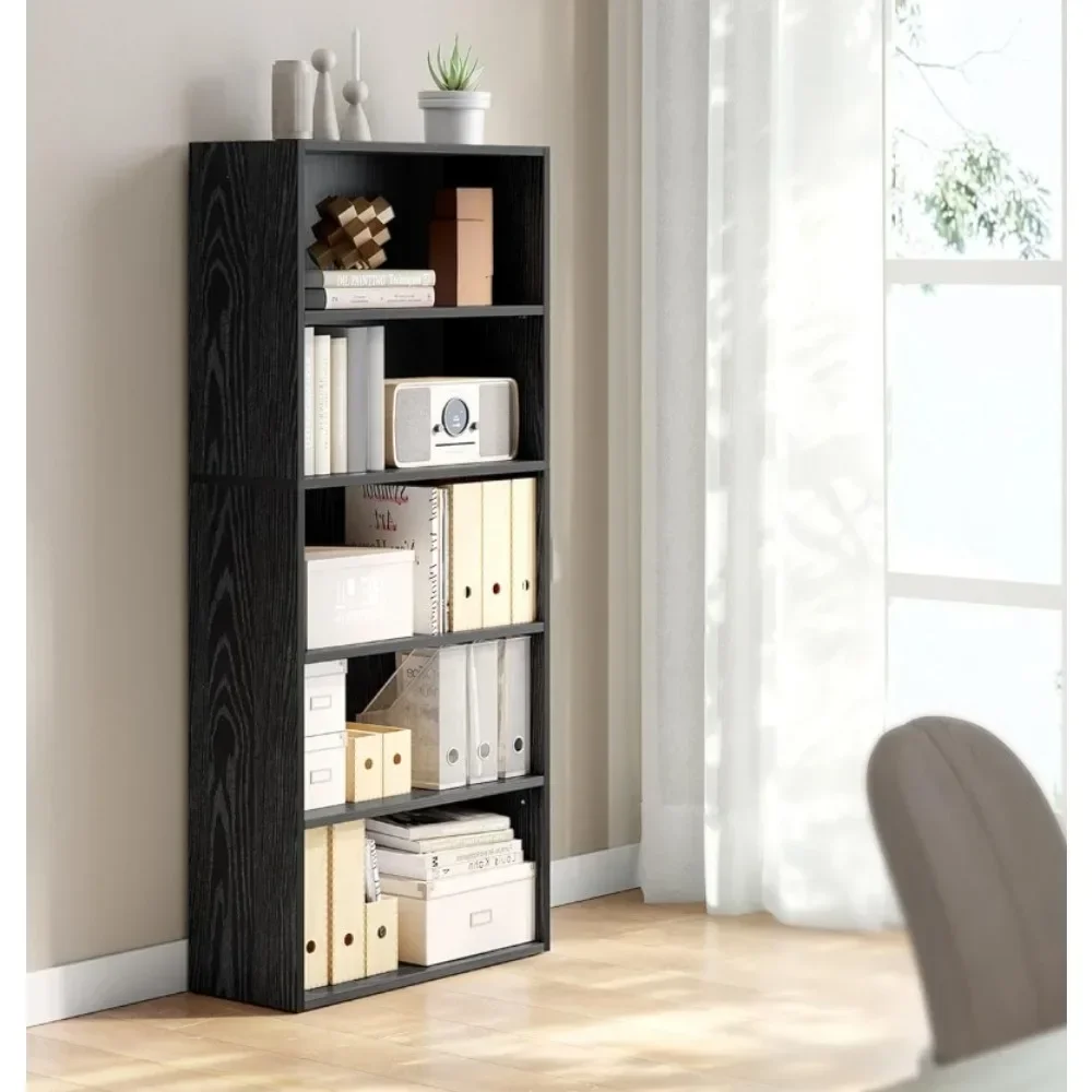 

Bookshelf, 5-Tier Open Bookcase with Adjustable Storage Shelves, Floor Standing Unit, Black, Book Shelf