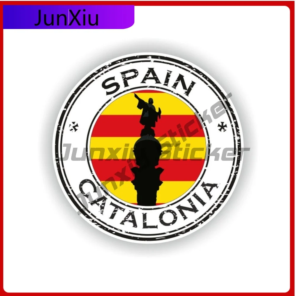 

Spain Catalonia Seal Sticker Round Flag Unique Vinyl Decal Waterproof Exterior Decor for Laptop Rear Windshield Weatherproof