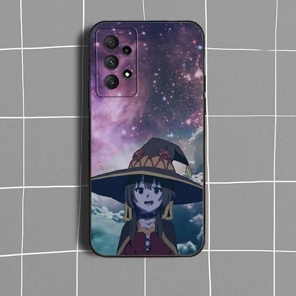 M-Megumin K-KonoSuba Funda de teléfono para Samsung Galaxy A73,31,32,72,41,53,52,71,22,5G,Nota,J7,8,9 Funda negra suave