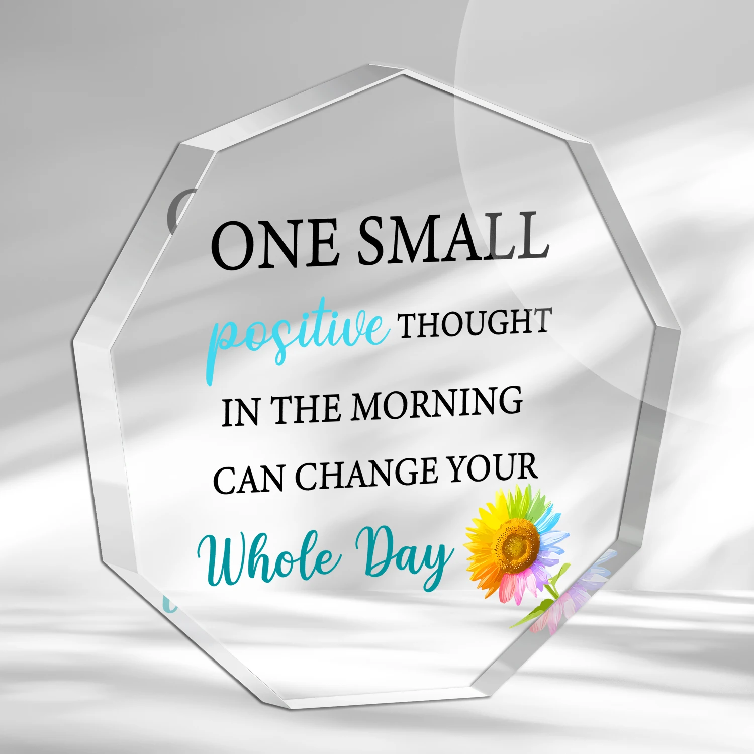 Acrylic Motivational Gifts for Women Men Inspirational Desk Decor One Small Positive Thought in the Morning Can Change