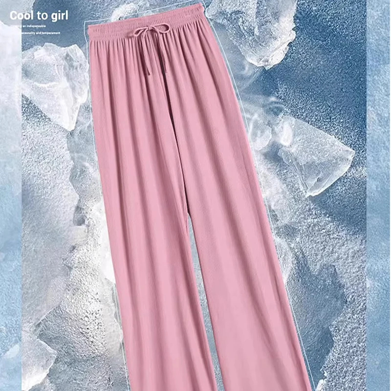 Ice silk wide leg pants women's summer book style sun protection loose ice cool casual outdoor sports pants Yoga fitness Pants image 4