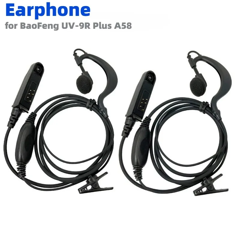 2pcs BaoFeng UV-9R Plus Earphone Earpiece Headset Microphone for BaoFeng UV-XR A-58 UV-9RPlus GT-3WP Walkie Talkie Two Way Radio