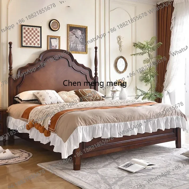 Luxuriöses Retro-Doppelbett mit Stauraum aus Holz, Vollgröße-Doppelbett für Erwachsene und Paare, Camas De Casal Möbel für Schlafzimmersets
