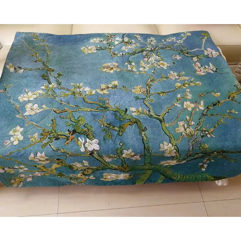 Belgian jacquard wall hanging tapestry van Gogh canvas tapestry living room bedroom mural cloth home painting fabric Apricot