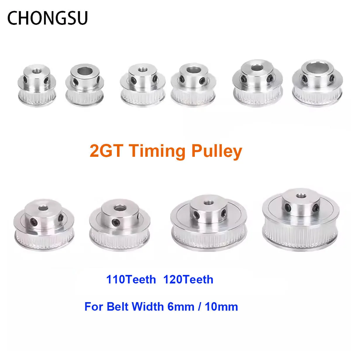 1Pcs 2GT Timing Pulley 110Teeth 120Teeth Bore 5mm-25mm Belt Width 6/10mm 3D Printer GT2 Transmission Belt Pulley