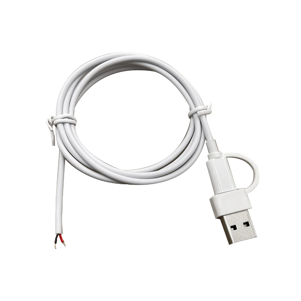 

1pc USB C to 2Pin Bare Wire Open End Cable 5V/2A USB Type C Male 2Pin Pigtail Power Wire Replacement DIY Cable for LED Light