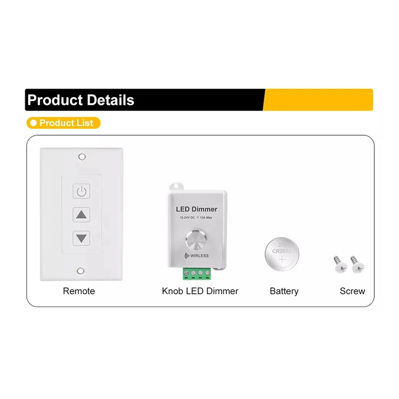 N10R-DC12V-24V 10A Wireless LED Strip Dimmer With Touch Remote For Single Color LED Strip