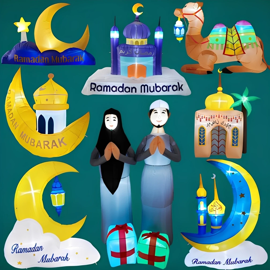 

Рамадан вечерние праздники DIY украшения Рамадан Ид Мубарак мусульманские/исламские украшения модель светодиодные фонари надувные игрушки на открытом воздухе