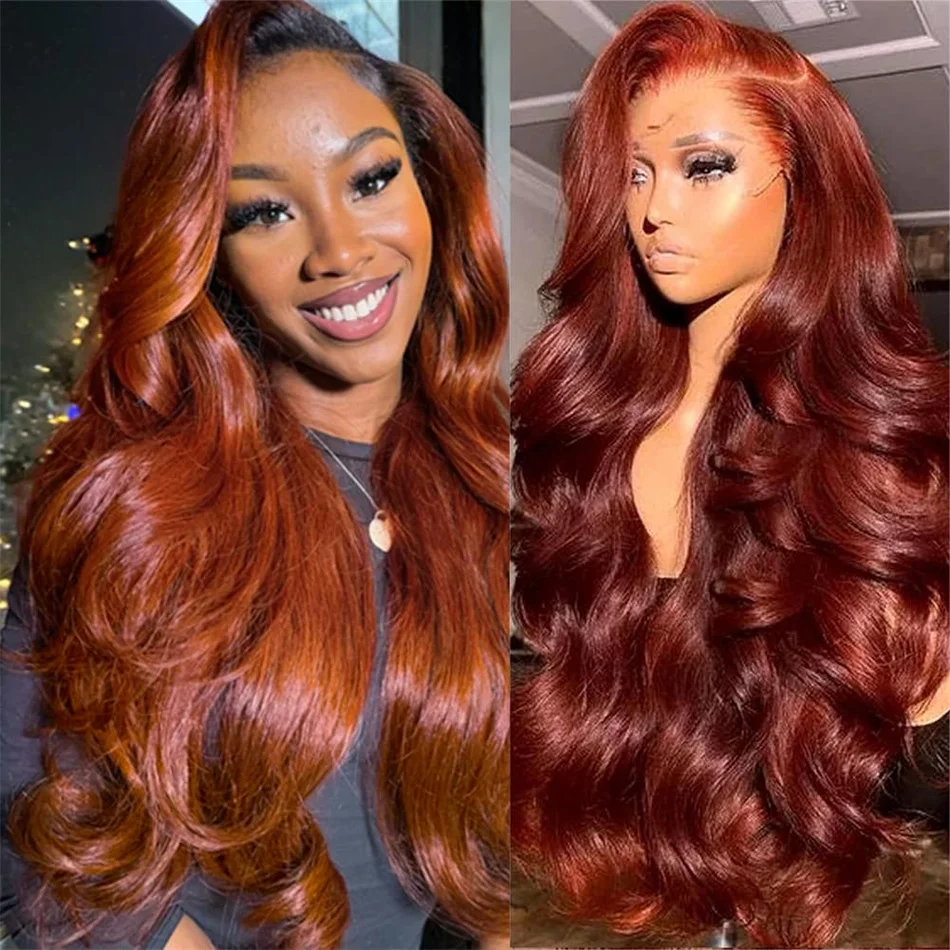 180% Reddish Brown Body Wave 13x6 Lace Front Wig 30 32 Inch Water Wave 13x4 Lace Frontal Human Hair Wigs For Women PrePlucked