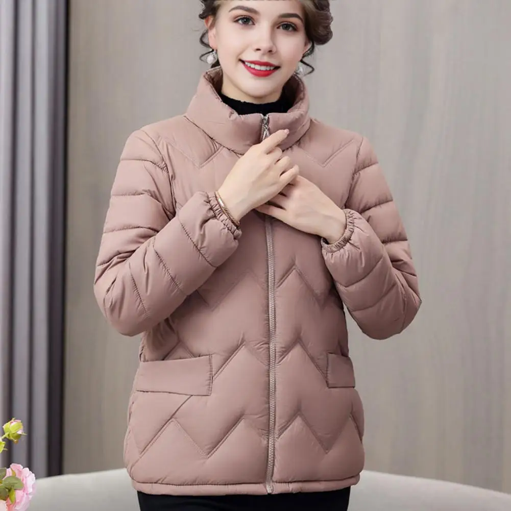 PLUS SIZE New Fashion Women Down Cotton Jacket Autumn Winter Stand Collar Long Sleeve Warm Coat Female New