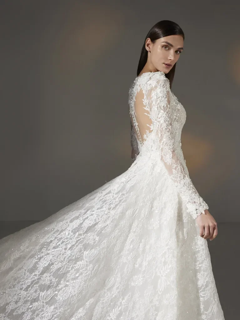 Vestido De Novia Encaje Manga Larga A line Suknia ślubna Minimalista Elegante 2025 Robe Mariage Civile Femme Abiti Da Sposa Boda