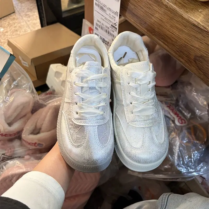German Trainer Sneakers Women Retro White Shoes Lace Ribbon Breathable Mesh Casual Trainers 2026 Spring - view 6