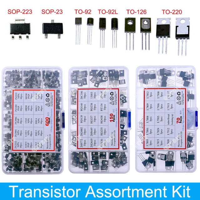 DIP SMD Mosfet Trioda Tyrystor PNP NPN Regulator napięcia Chip Tranzystor Zestaw asortymentowy SOT-23 TO-92 TO-126 TO-220 DIY Mix Set
