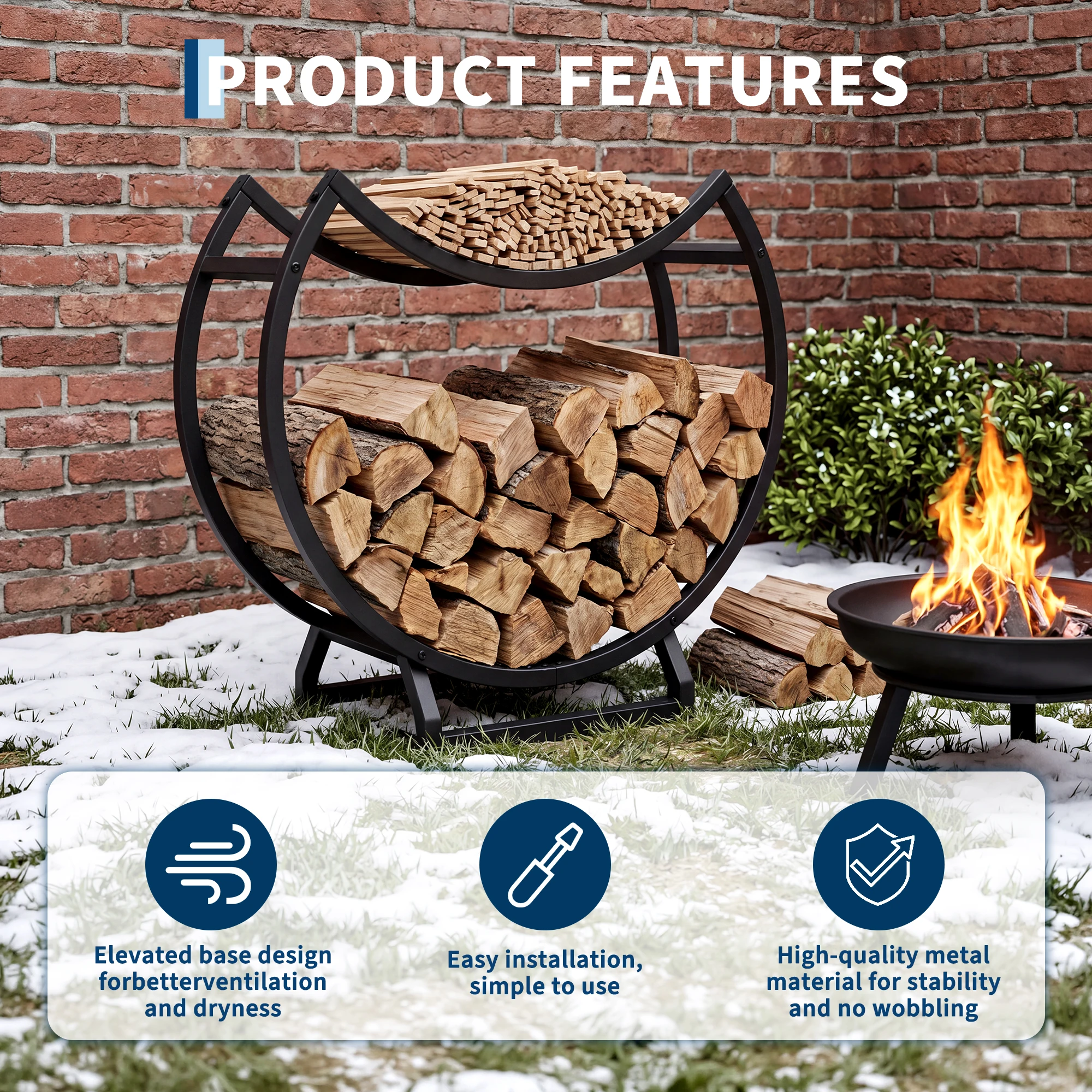 Suporte redondo para lenha, fe - Outdoor Furniture With Storage avaliação e preço