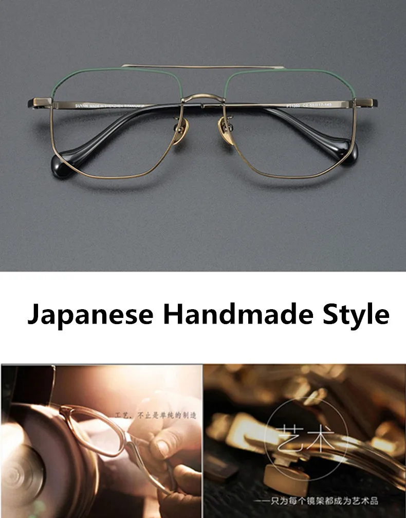 Japanische Design Pilot Titan Quadrat Gläser Rahmen Männer Optische Brillen Frauen Myopie Lesen Rezept Brillen Brillen – Detail 2