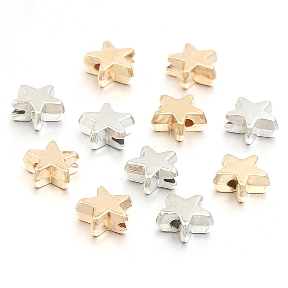200 Stück/Lot 6mm Stern-CCB-Perlen, Pentagramm-Abstandshalterperlen für Schmuckherstellung, DIY Armband, Halskette, lose Kunststoffperlen, Großhandel