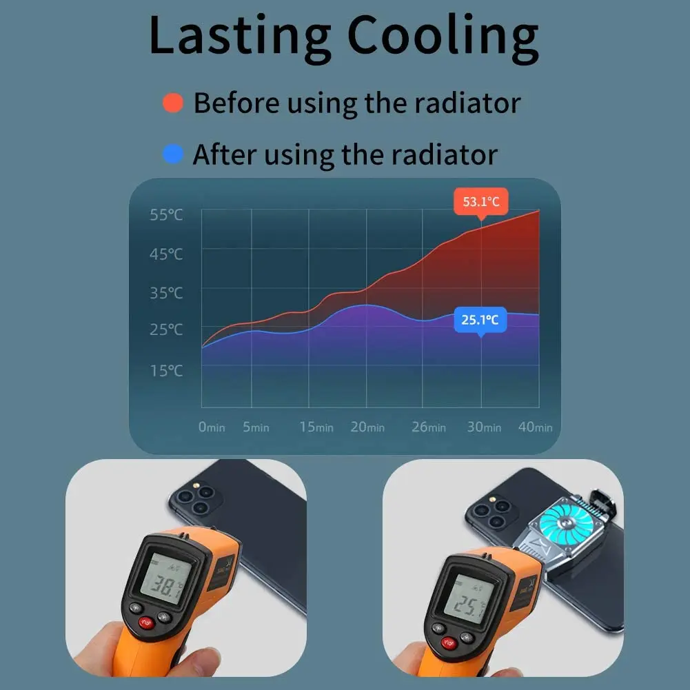 

Cell Phone Cooler, Mobile Phone Radiator For Playing Games Watching Videos, Cooler Controller Compatible For Smartphone