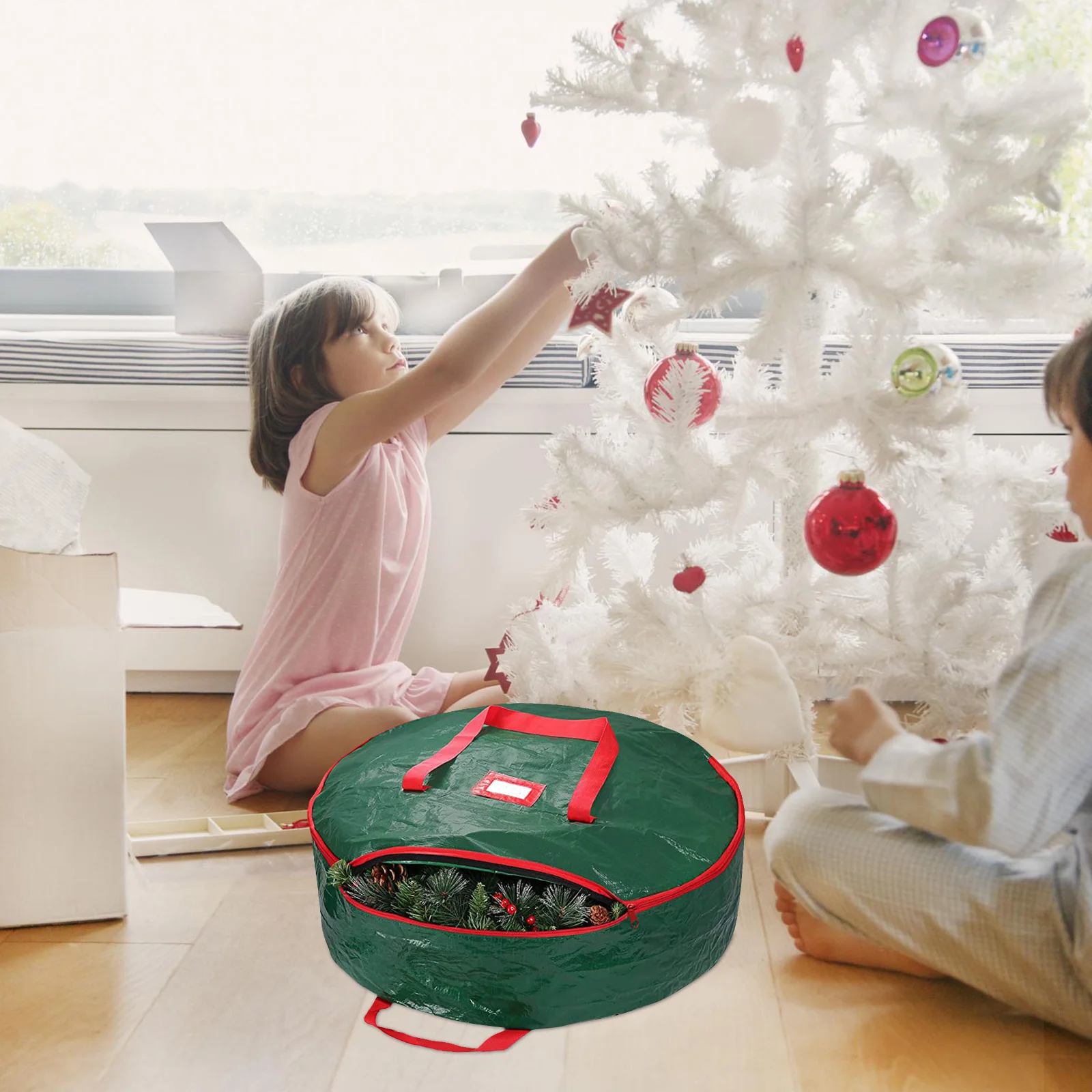 

Christmas Decoration Storage Bag Wreath Containers Inches Xmas Large Round Bags Pe Wreaths