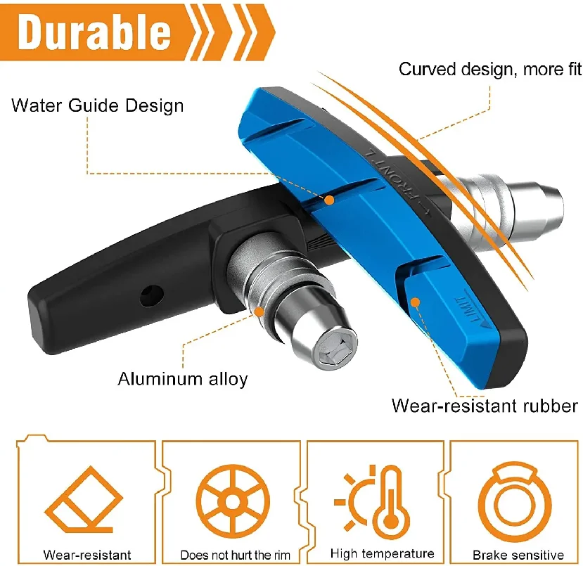 Bike Brake Blocks Rubber Cycling Part Tools MTB Mountain Road Bicycle Lightweight V-brake Shoes Pads Bicycle Accessories view 3