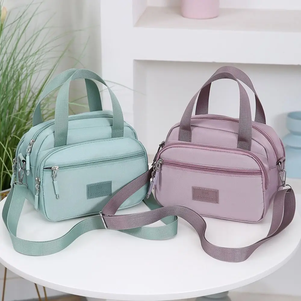 Casual Multi Pouch Zipper Crossbody Bag Nylon Korean Style Shoulder Bag Solid Color Niche Design Small Phone Bag Elderly People