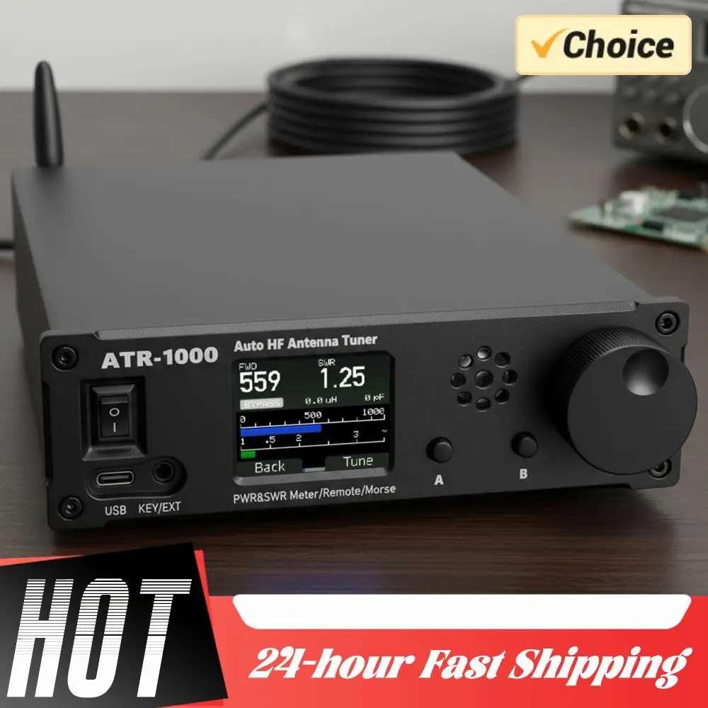 AMNVOLT ATR1000 1000W Automatic Antenna Tuner 1.8-30MHz HF Shortwave Radio Tuner with WiFi Remote Control For YAESU ICOM
