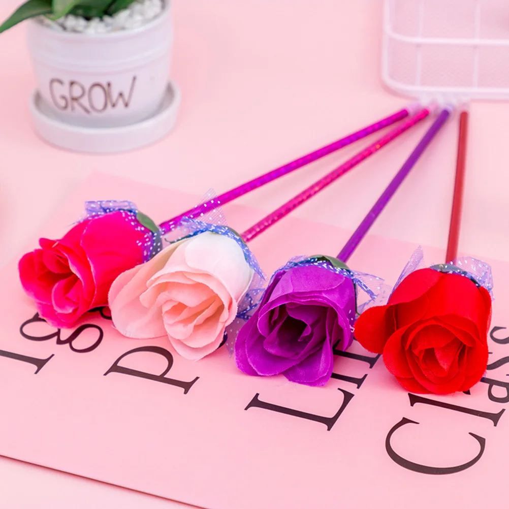 

20 Pcs Simulated Rose Ballpoint Pen Creative Shape Writing Smoothly Stationery Supply Plastic Gel Student Decorative