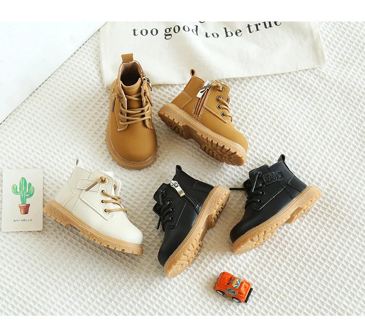 Neue Frühling/Herbst Baby Stiefel Leder Britischen Stil Jungen Mode Stiefel Gummi Sohle Zip Seite Kleinkind Mädchen Stiefeletten 15-25 – Detail 11