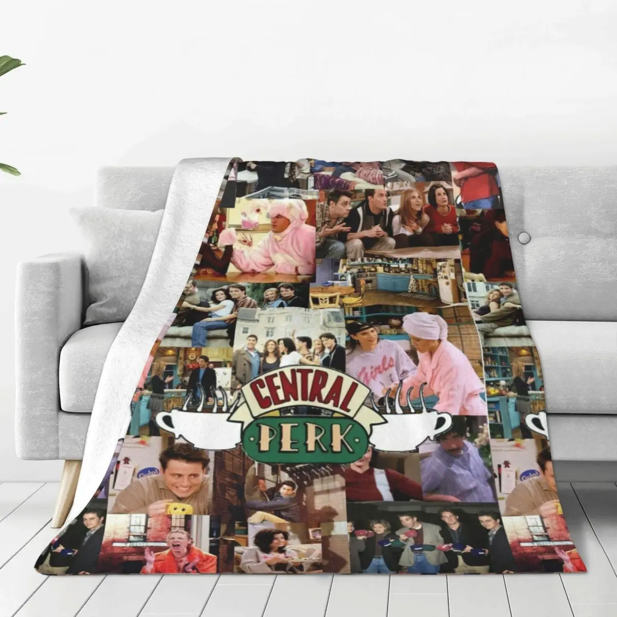 Friends TV Show Collage Fleece Throw Blanket Central Perk Blankets for Bedding Car Warm Quilt