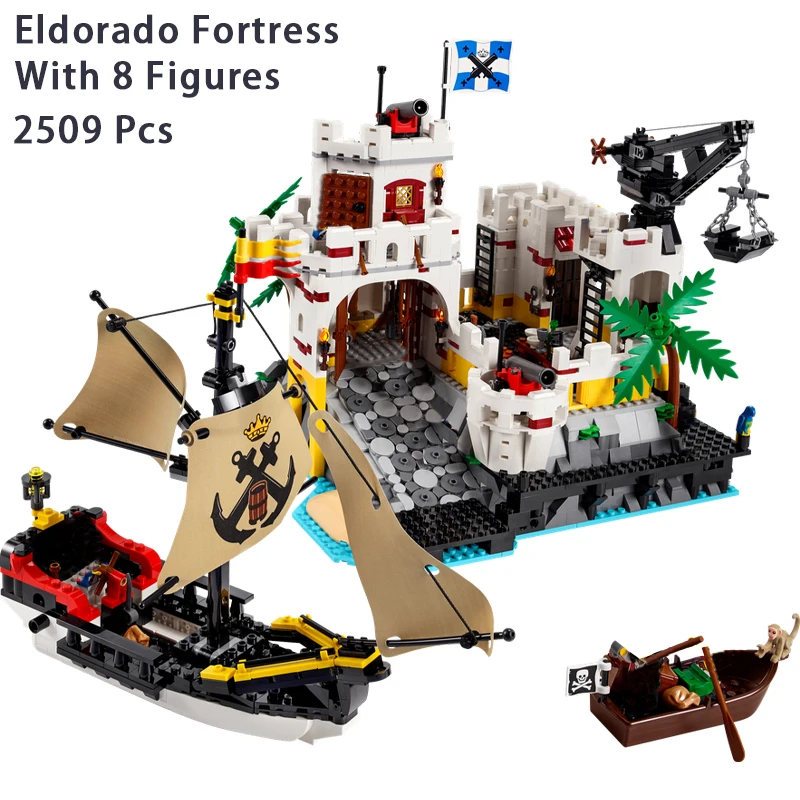 10320 NEW DIY Fortress Fortress Pirate Barracuda Bay Medieval Pirates Series Eldorado Modular Building Bricks Blocks Gifts Toys