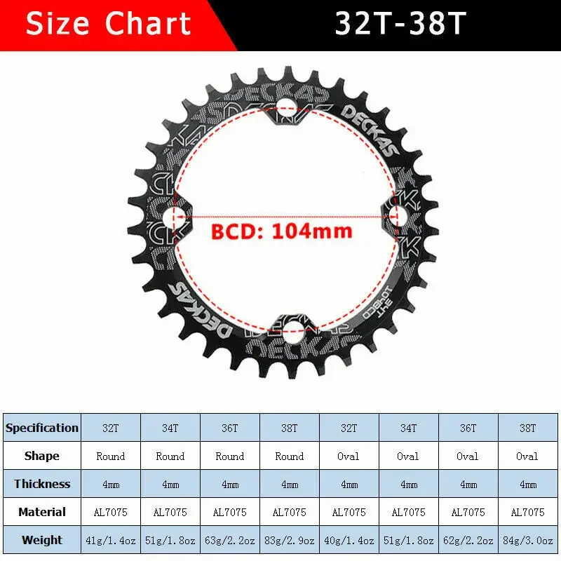 BUCKLOS 104 BCD Bicycle Crankset 40/42/46/48/50/52T Narrow Wide Chainring 8/9/10/11 Speed MTB Crankset 170mm Crank Bike Part