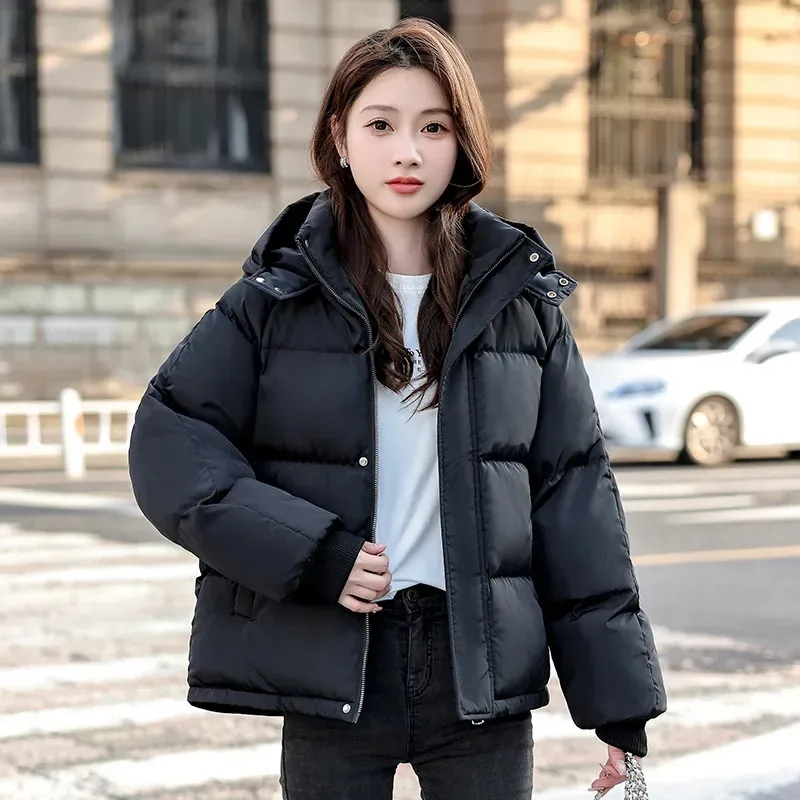 Down Cotton-padded Women\'s Winter 2025 New Female Student Short Coat Korean Version Of Loose Jacket Padded Bread Parkas Overcoat