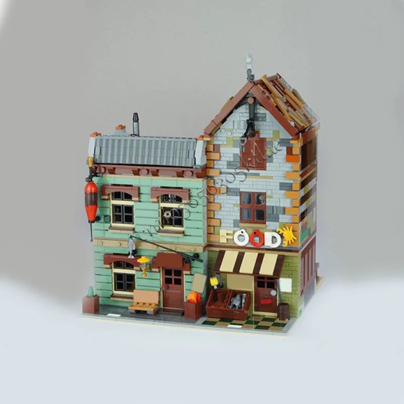 1991 PCS MOC Bait Shop And Grocery High Rise Building Blocks Model Children Puzzle Educational Assembly Birthday Surprise Gifts