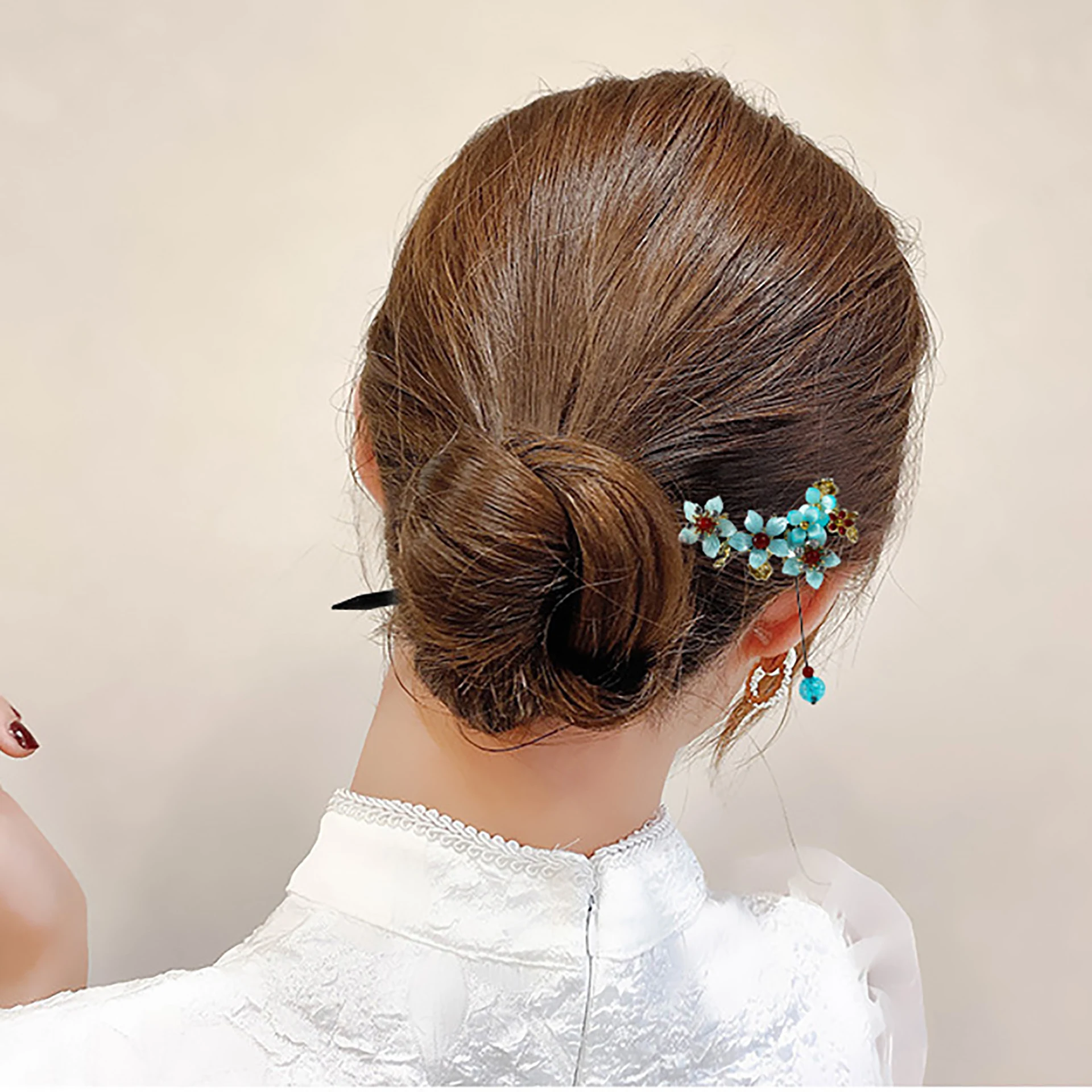 Bastões de cabelo de madeira chineses do vintage feitos à mão luxo flor grampos de cabelo festa de casamento cabeça jóias pauzinhos de cabelo acessórios presente