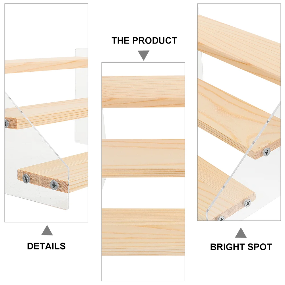 Wooden Display Stand with Clear Acrylic Riser Makeup Organiser for Cupcakes, Candies, Perfumes, Cosmetics, Desserts, and Pop